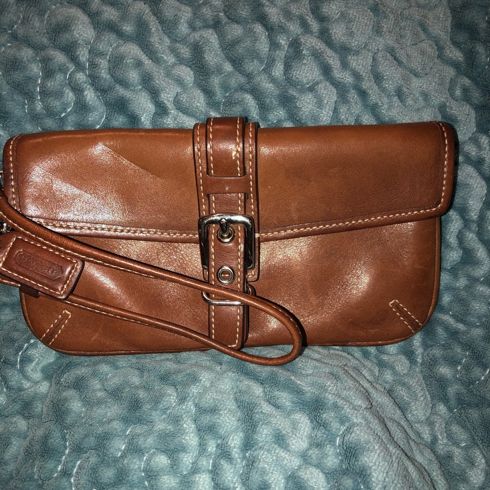 Coach Brown leather wristlet
